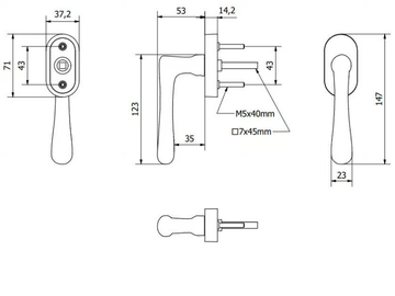 ELEGANT-DK - DK bronze window handle on rose by Fama International - view 3